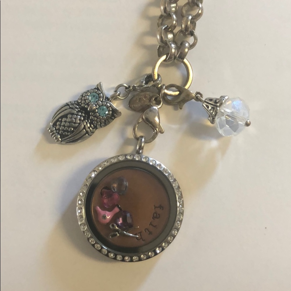 Origami owl necklace and charms